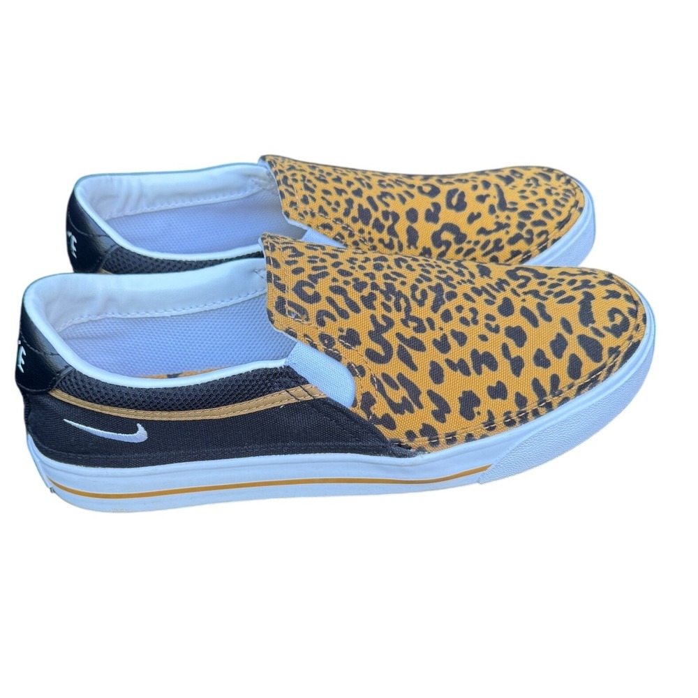 Nike Court Legacy Slip On Leopard Print Black Canvas Sneakers DJ1971-001